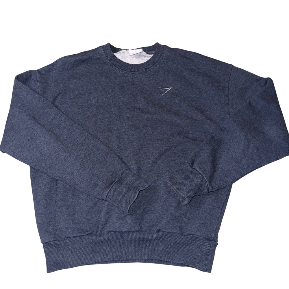 Gymshark‎ Crewneck Sweatshirt Small navy Embroidered Logo Pullover Activewear